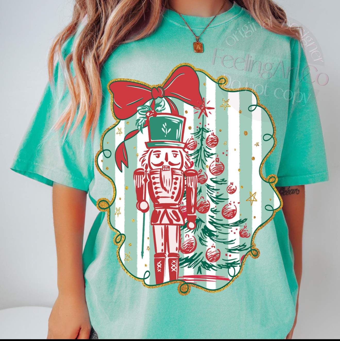Teal and Red Nutcracker