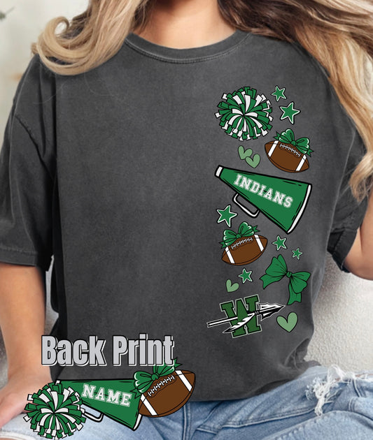Indians Cheer Vertical Tee  .   WHS Cheer