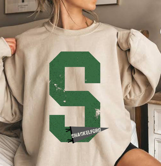 Large S with Pennant Sweatshirt.    Shackelford