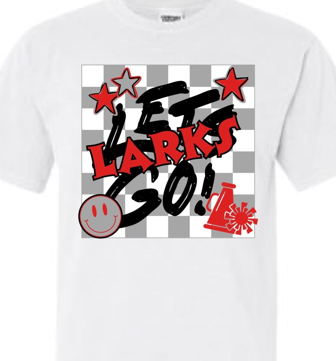 Let’s Go Larks! Checkered Mascot Tee