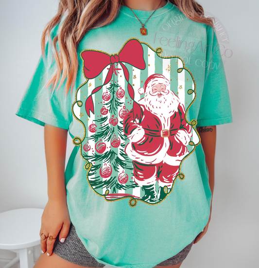 Teal and Red Santa