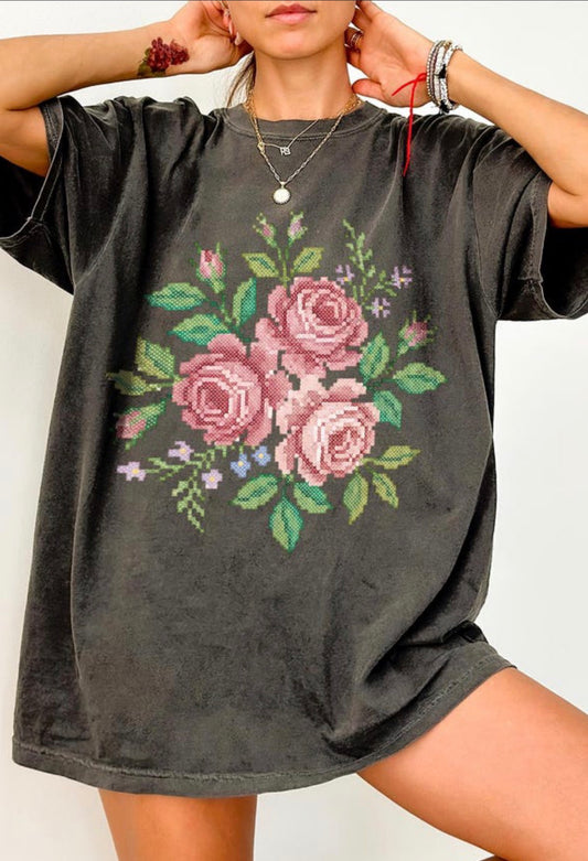 Faux Cross Stitch Floral