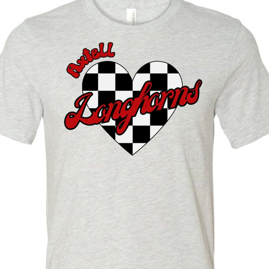 Axtell Longhorns Checkered Heart Spirit Tee