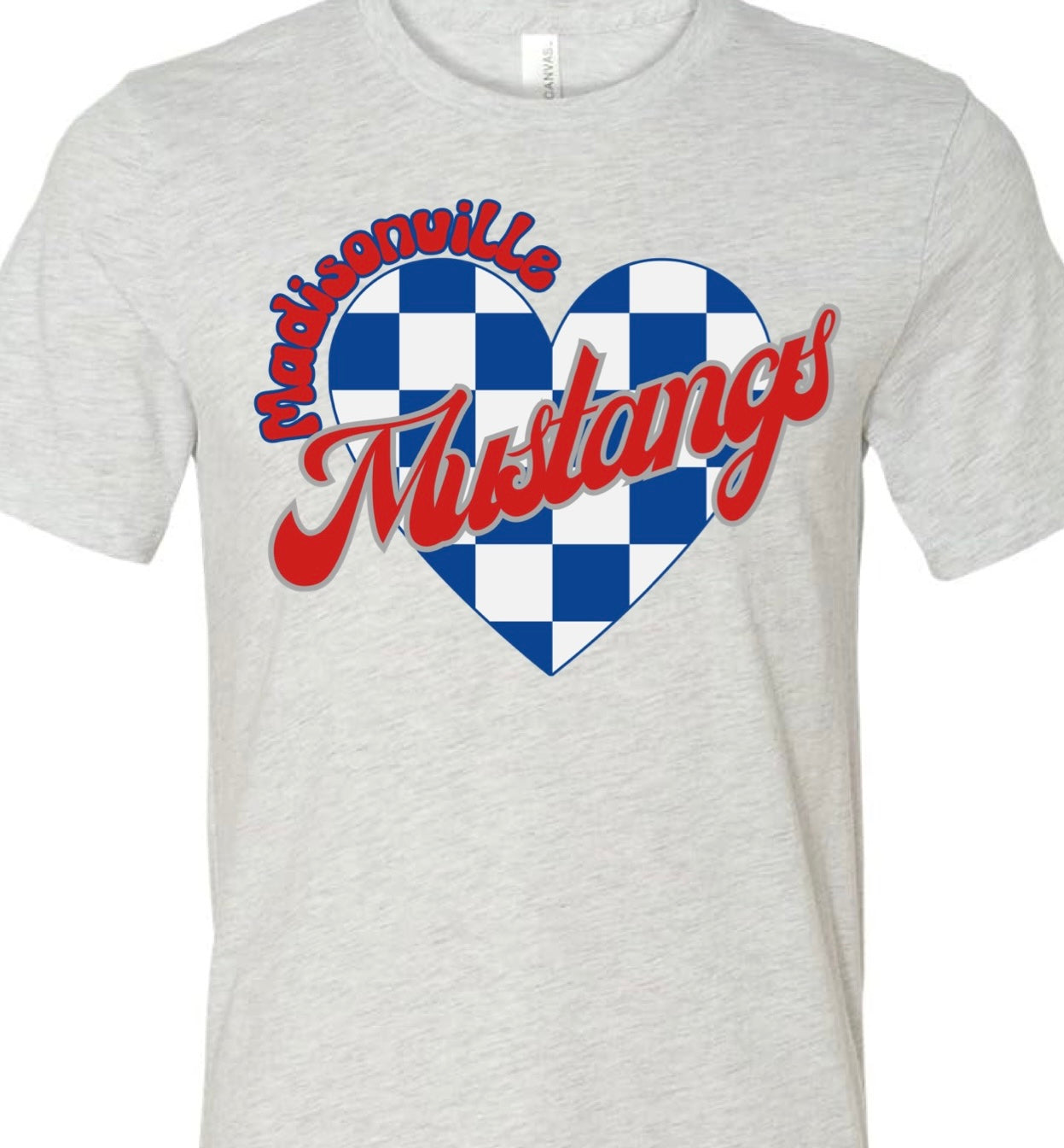 Madisonville Mustangs Checkered Heart Spirit Tee