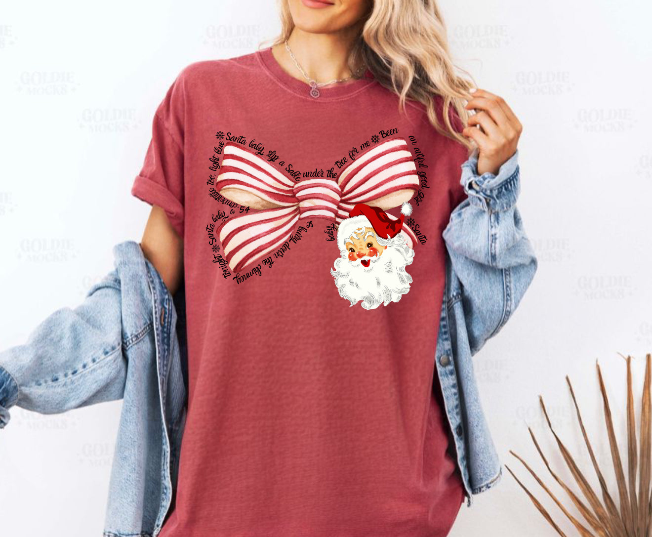 Santa Striped Bow Tee