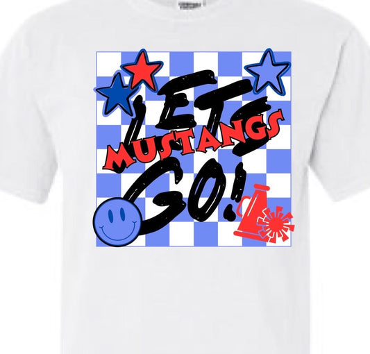 Let’s Go Mustangs! Checkered Mascot Tee