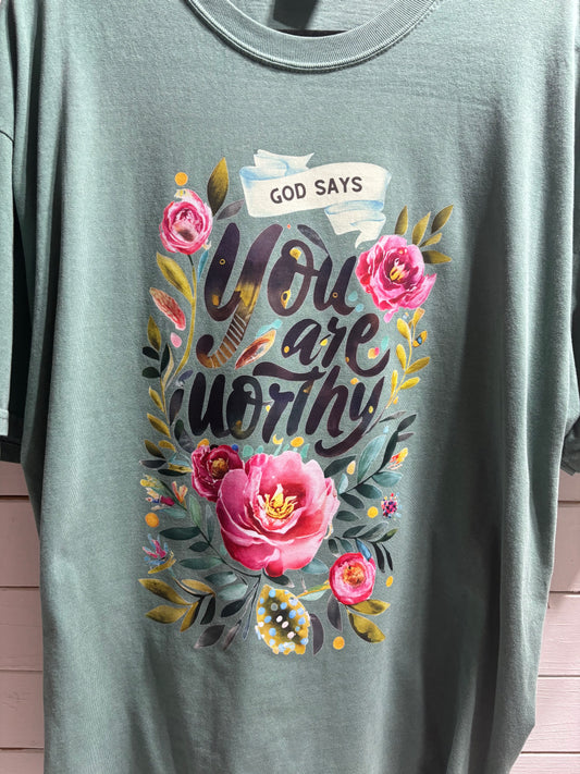 Sale! God Says You are Worthy Comfort Colors 2XL tee