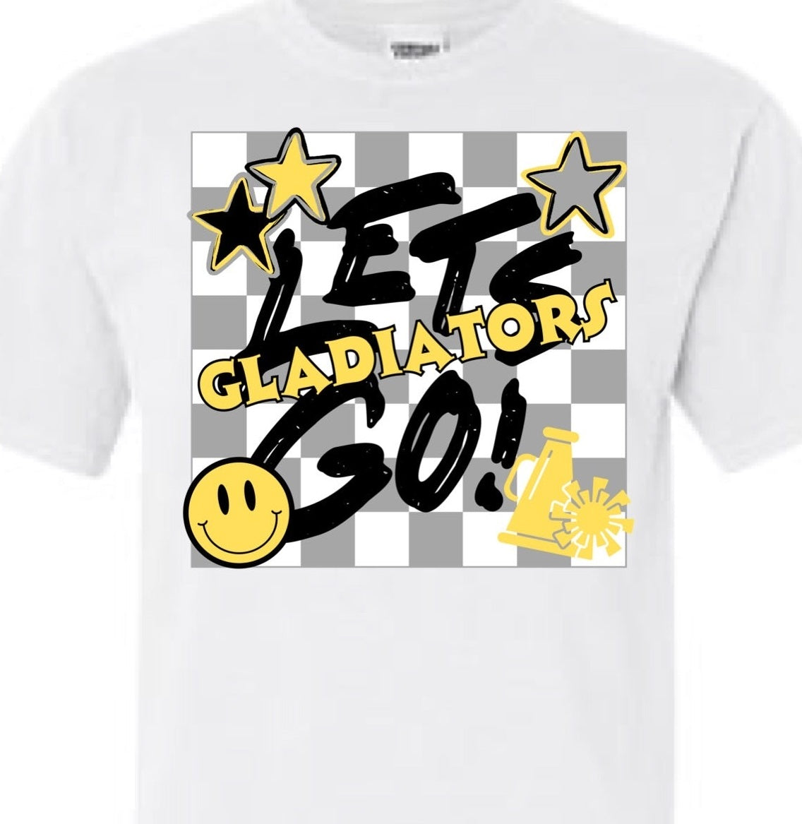 Let’s Go Gladiators! Checkered Mascot Tee