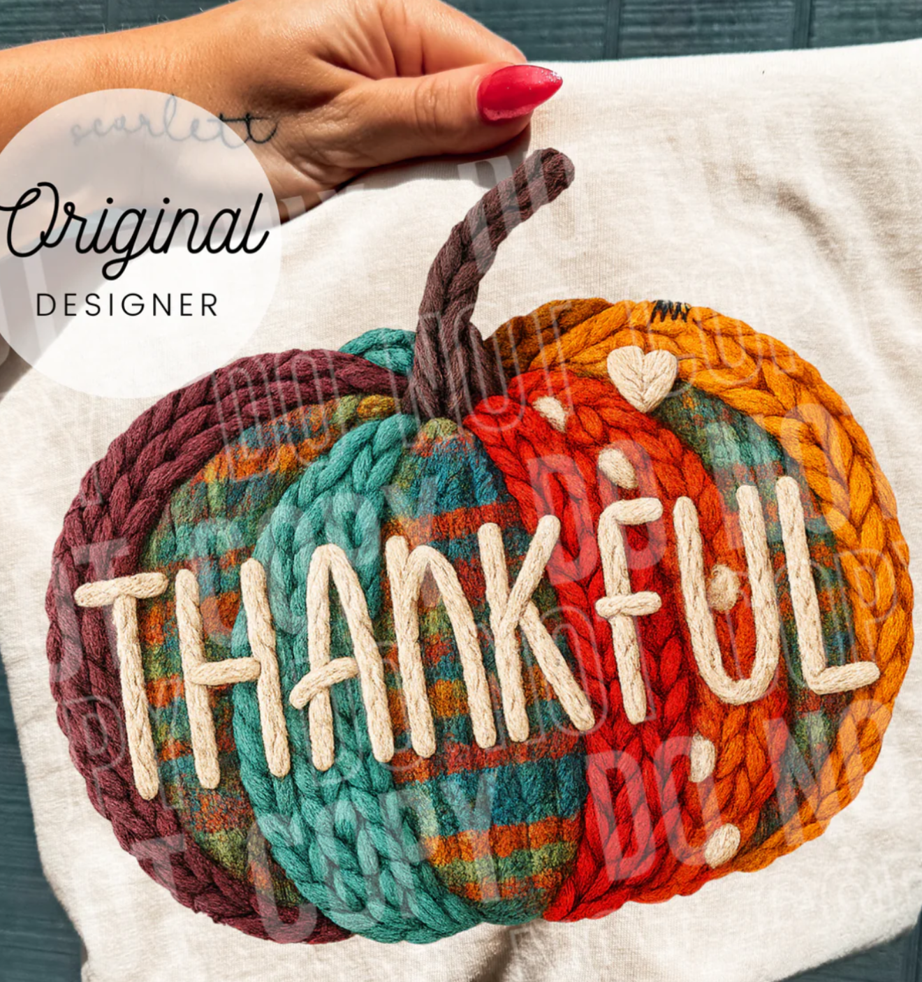 Faux Yarn Thankful Pumpkin