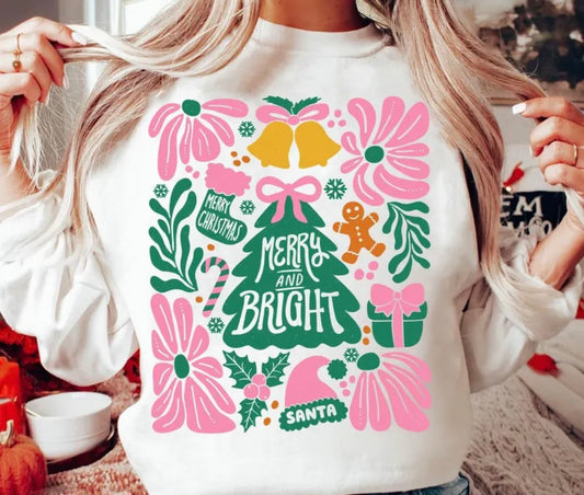 Merry and Bright Pink and Green Floral