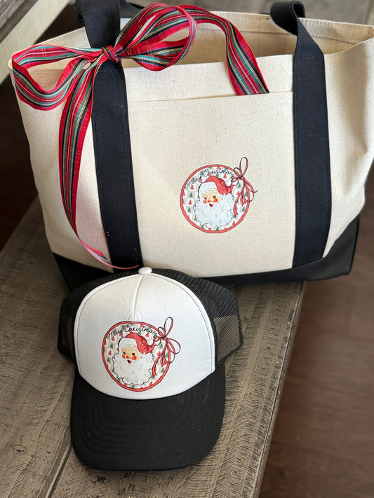 Santa Tote and Hat Combo
