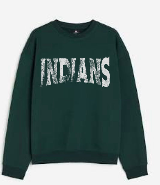 Indians Distressed Crewneck.  WHS Cheer