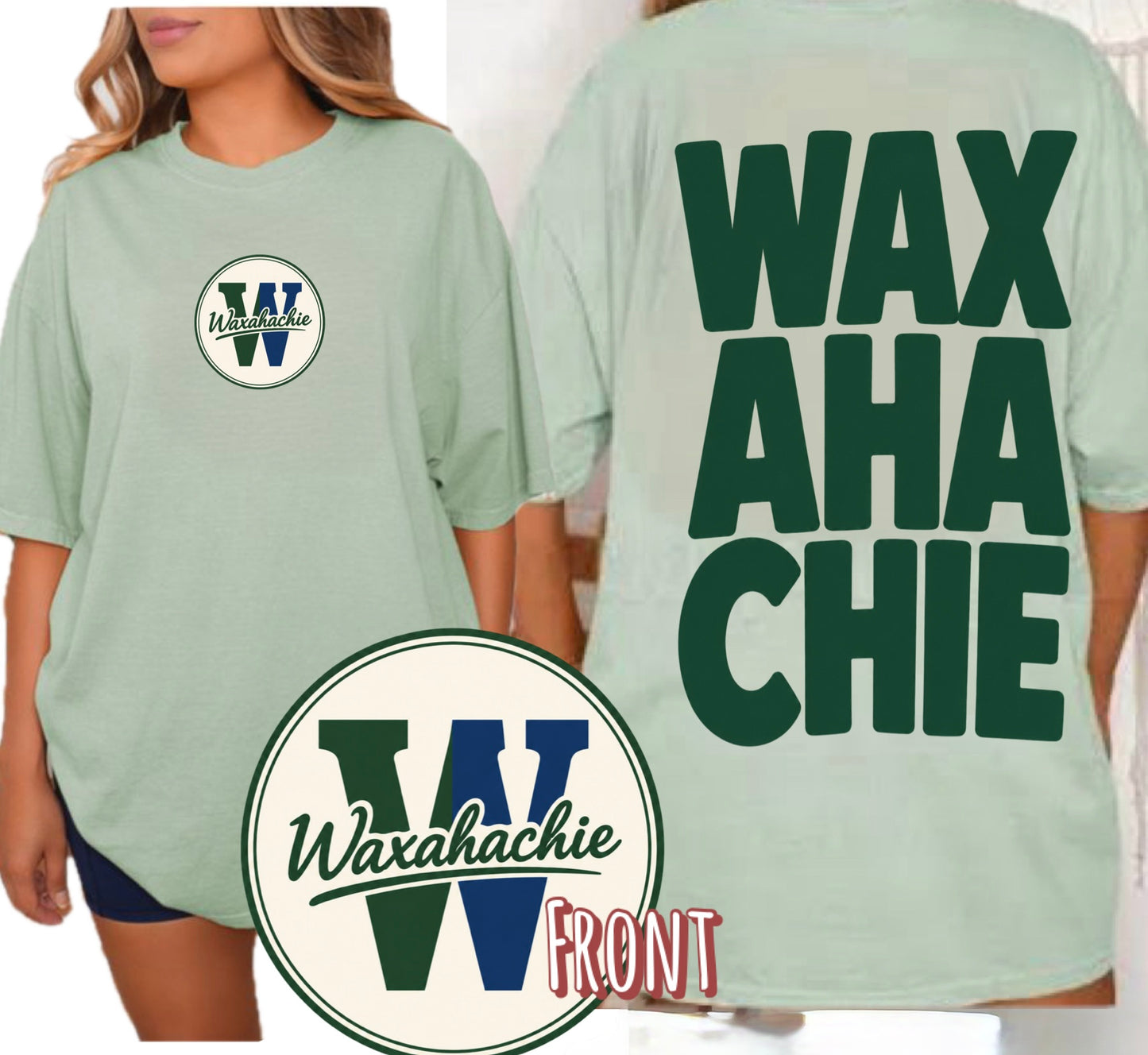 Waxahachie Green/Navy Tee