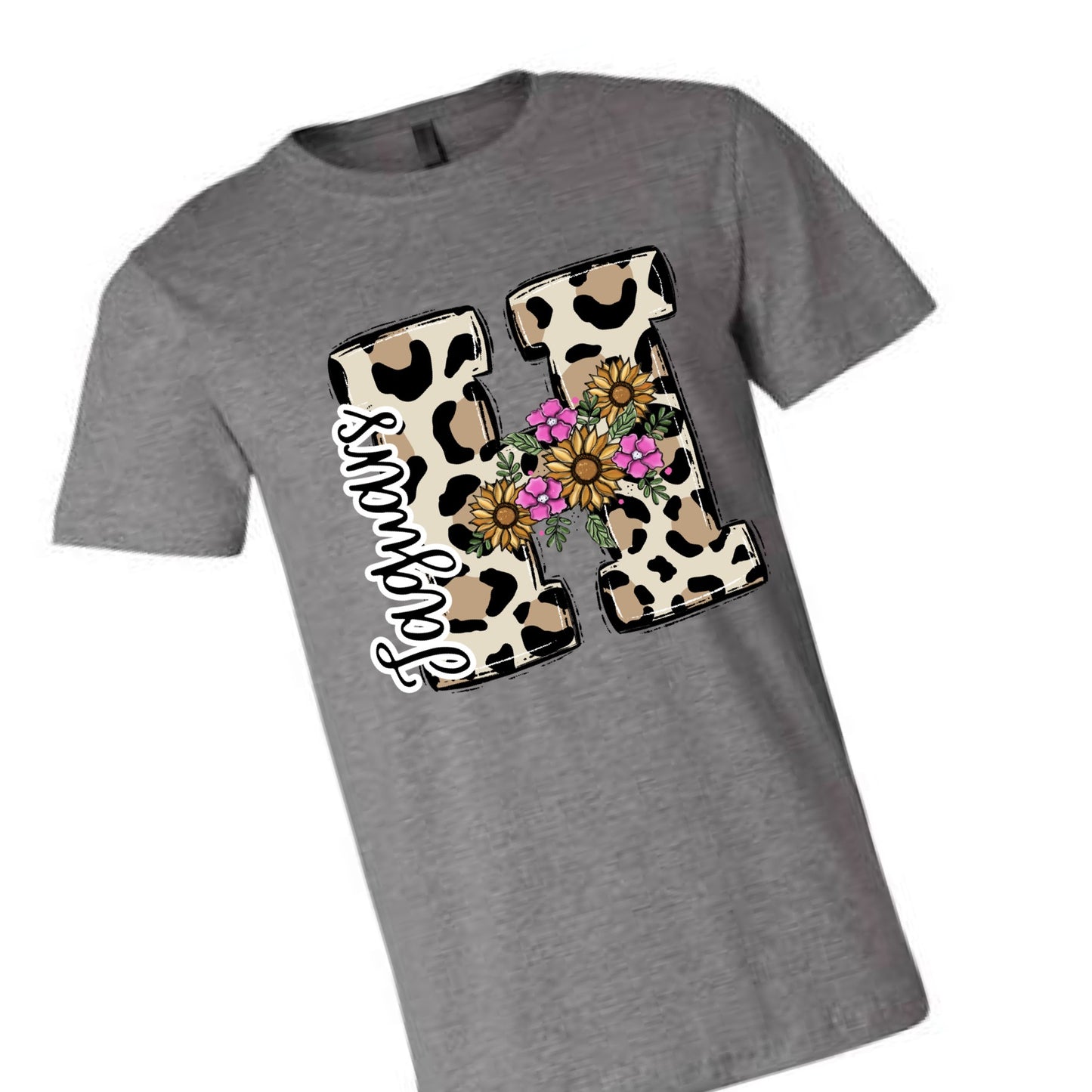 Cheetah Floral Personalized Tee  or Crewneck