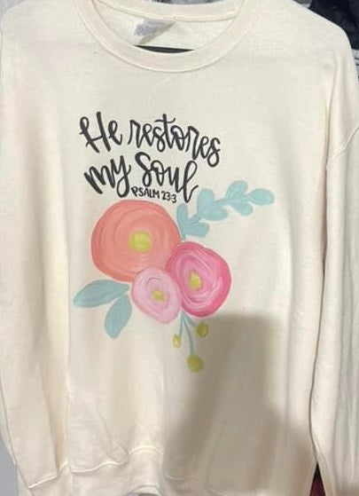 Sale! He Restores My Soul Sweatshirt Size M