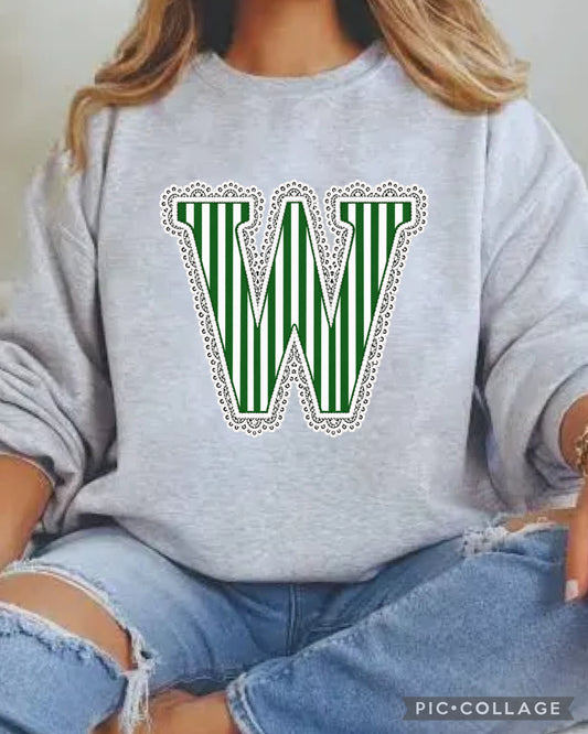 Striped Lace  Any Initial